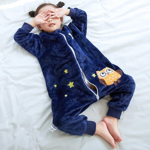 MICHLEY Halloween Gifts Owl Kids Sleeping Bag Cute Flannel Sack Sleepsack Thick Warm Sleepwear Wearable Blanket Bodysuit 1-6T