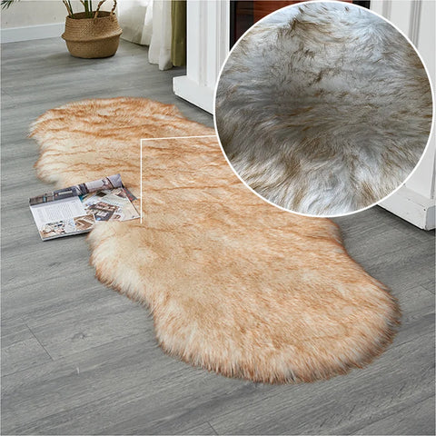 FORSWAN Soft White Faux Fur Area Rugs Kids Living Room Bedroom Shaggy Floor Chair Mat Home Decor Sheepskin Plush Bedside Carpet