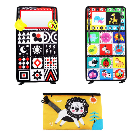 Baby Cloth Book with Distorting Mirror Soft Cartoon Parent-child Interactive Early Educational Montessori Toy for Children