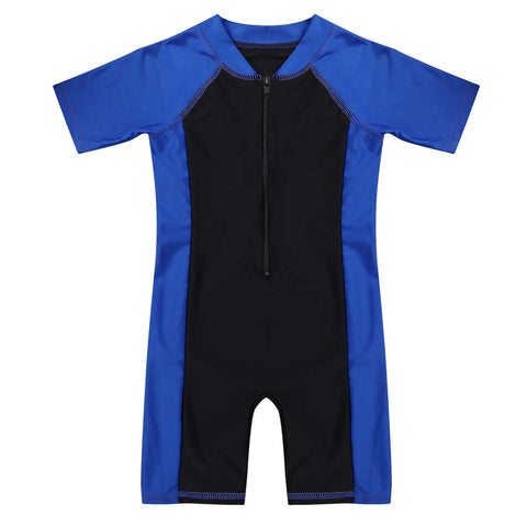 Kids Girls Boys Rashguard One Piece Bodysuit Surfing Short Sleeves Zippered Shorty Wetsuits Swimsuit Bathing Jumpsuit Beachwear