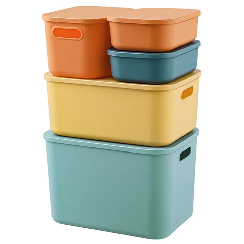 Plastic Storage Box Jewelry Lipstick Organizer Toy Underwear Stackable Baskets Colorful Desktop snacks Box Containers