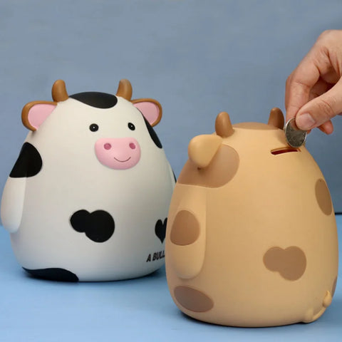 1PC Cute Cow Piggy Bank Money Plastic Coin For Attracting Money Jar Coins Money Box Large Savings Box Coins Child Brithday Gift