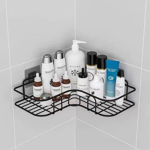 Bathroom Shelf Wall Mounted Corner Storage Shelves Shampoo Holder Cosmetic Rack Iron Shower Drain Basket Bathroom Organizer