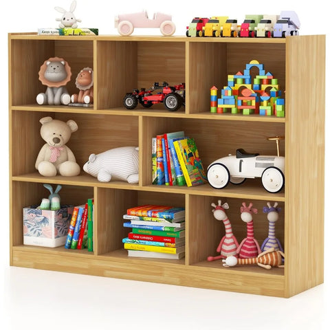 Kids Toy Organizers and Storage, Wooden Tier Bookshelf with Compartment Cubes to Organize Books, Toys, Home Furniture