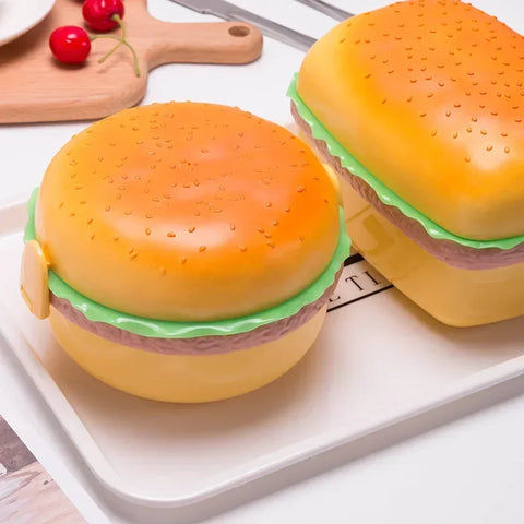 1PC Creative Hamburger Plastic Lunch Box Cute Cookie Shape Bento Box Lunch Box Students Cartoon Children BentoBox Tableware