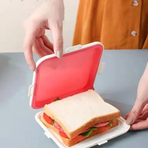 Sandwich Crisper Toast Storage Box Silicone Portable Food Storage Box Can Be Hung To Store Reusable Microwave Lunch Boxes