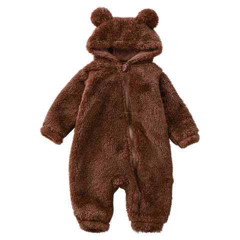 Winter Baby Clothes Cute Cartoon Bear Baby Rompers Pajamas Cotton Infant Boy Girls Animal Costume Zipper Jumpsuit 0-24 Months