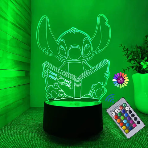 Hot 3D Illusion Stitch Night Light with Remote Control and Smart Touch Room Decor Lamp Birthday Valentine's Day Christmas Gifts