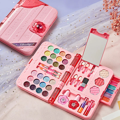 Kids Makeup Kit for Girl, Washable Play Make Up Toys Set with Mirror, Beauty Dress Up Set Toys for Age 3 4 5 6 7 8 9 10 11 12 Ye