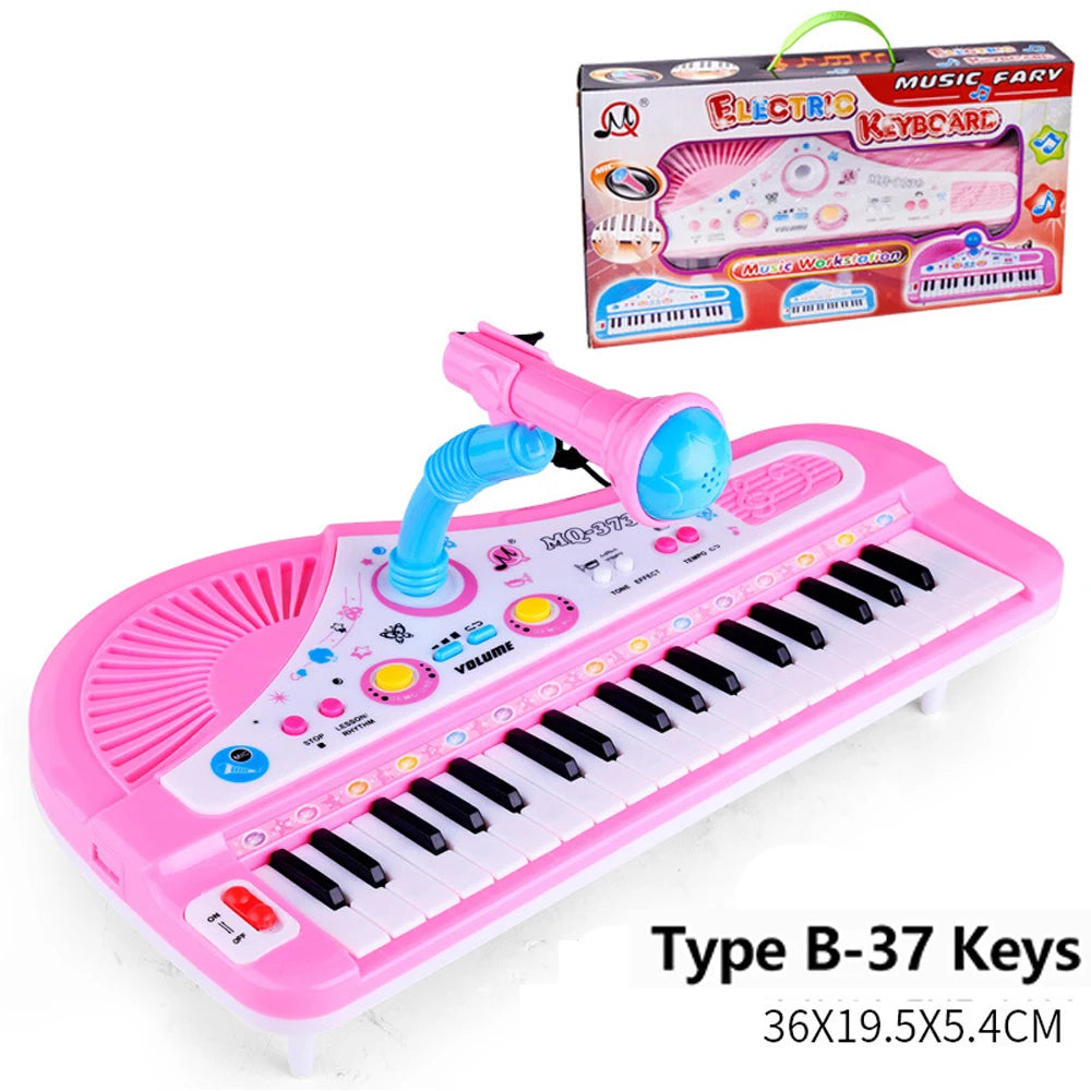 Chriyungel Kids Electronic Piano Keyboard with Microphone  61 / 37 Keys Organ Musical Instrument Toy Gift for Child Beginners