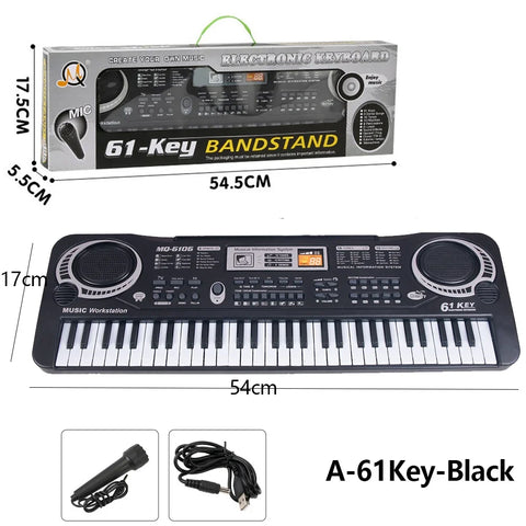 Chriyungel Kids Electronic Piano Keyboard with Microphone  61 / 37 Keys Organ Musical Instrument Toy Gift for Child Beginners