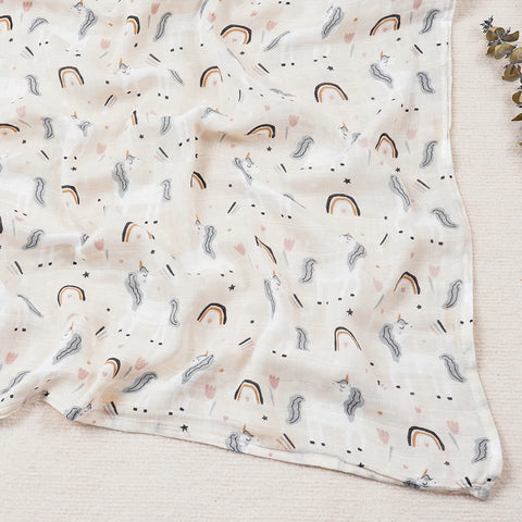 HappyFlute Fashion Print One Piece 120*110cm Soft Bamboo Cotton Baby Wrap Travel Newborn Multi-function Swaddle Sleeping Blanket