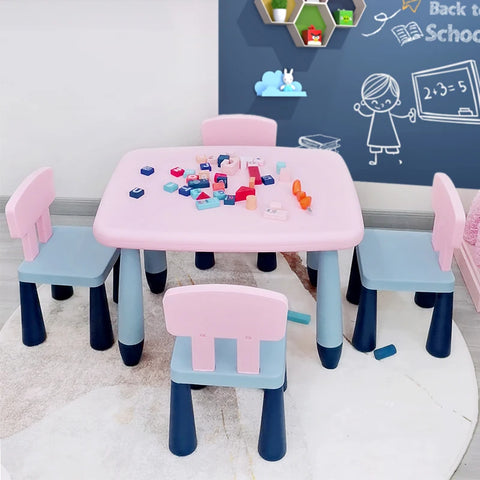 5 Piece Activity Kids Table and Chair Set,  Easy-Clean Tabletop & 4Chairs for Children Reading Art Craft Gift for Boys Girls