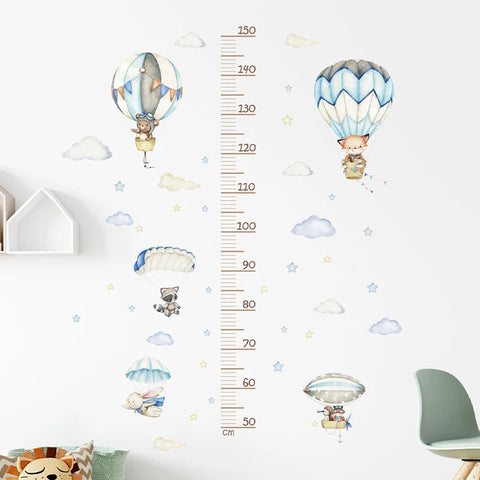 3PC Cartoon Animal Height Ruler Wall Stickers for Waterproof Removable PVC Kids Room Kindergarten Home Decoration