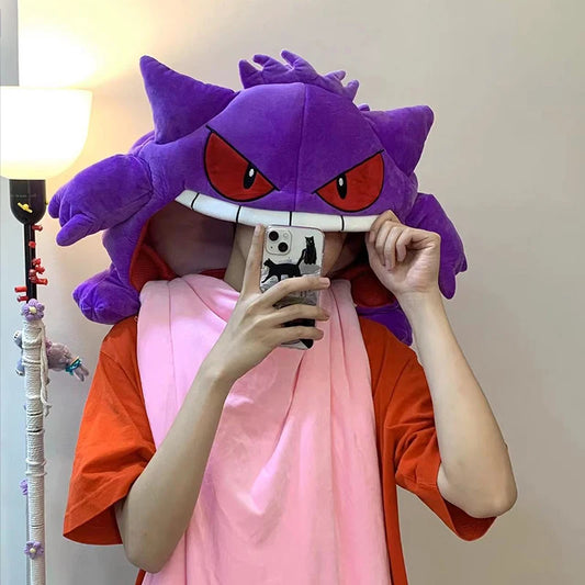 Pokemon Gengar Cartoon Anime Kawaii Elf Sleep Pillow Dual Purpose Nap Blanket Toys Doll Super Soft Big Mouth Gifts