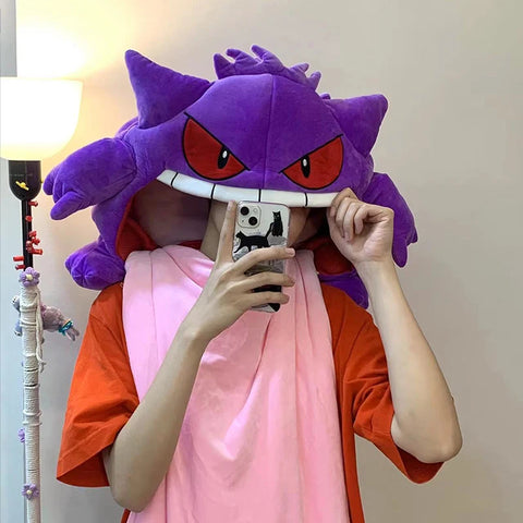 Pokemon Gengar Cartoon Anime Kawaii Elf Sleep Pillow Dual Purpose Nap Blanket Toys Doll Super Soft Big Mouth Gifts