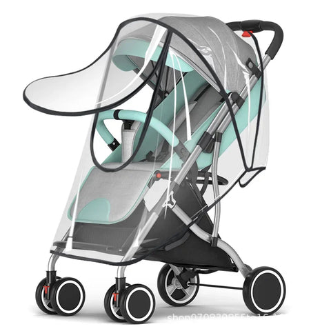 Universal Stroller Rain Cover Baby Car Weather Wind Sun Shield Transparent Breathable Trolley Umbrella Raincoat Accessories