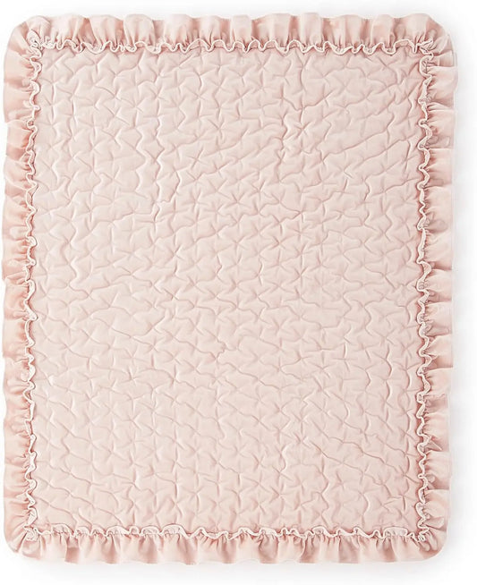 Heritage Crib Bed Set - Baby Nursery Set - Blush Velvet Rich Velvet 4 Piece Set Includes Quilt, One Fitted Sheet