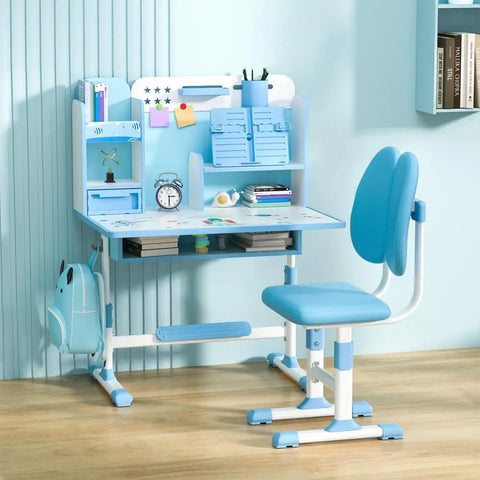 2Pcs/Set Student Chair Desk Set Height Adjustable Children Study Table Chair Set With Sitting Corrector Kid Furniture