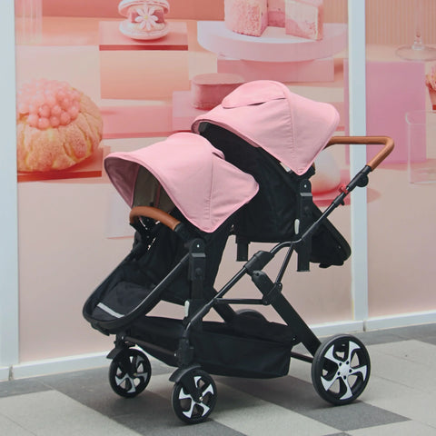 2025 NEW Twin stroller New 2 in 1 baby trolley baby carriage with car seat Baby stroller for two children Foldable Lightweight