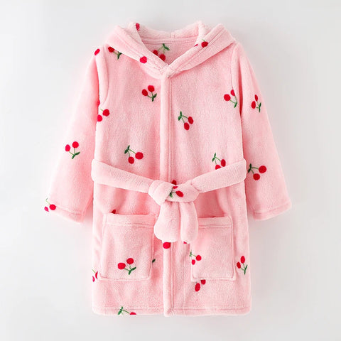 Soft Girl Sleepwear Robe Autumn Winter Children Flannel Bathrobe for girls Boys Pajamas Comfort Kids Cartoon Homewear 2-8 Year