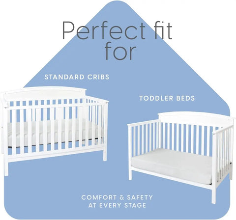 Foam Crib Mattress, Newest Edition, Flip Technology, Firm Side for Baby and Soft Side for Toddler - 100% Cotton Cover, Made in T