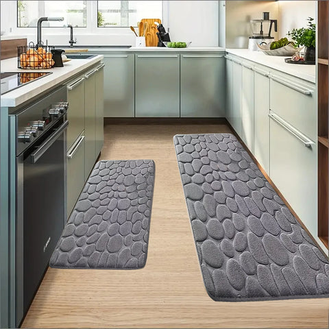 1pc Chic Cobblestone Design Kitchen Mat Soft Washable Anti-Skid Absorbent Home Decor Decor Rug