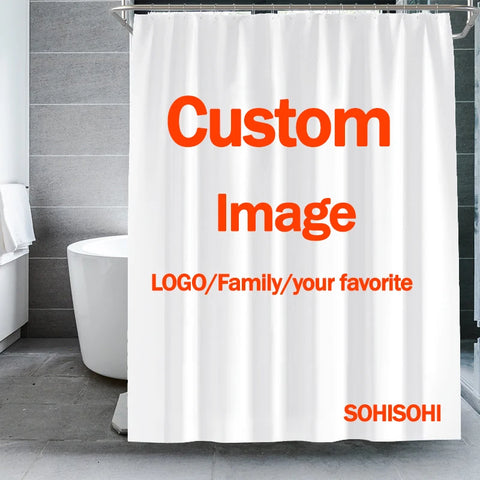 Custom Shower Curtain Bathroom Waterproof Curtains Customized Photo Polyester Bath Decor with Hooks POD Dropshipping Personalise