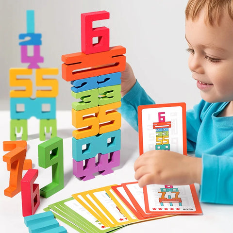 20PCS Wooden Number Stacking Blocks,Montessori STEM Educational Toys,Toddler Learning Gift for Boys Girls Ages 3-8 Years