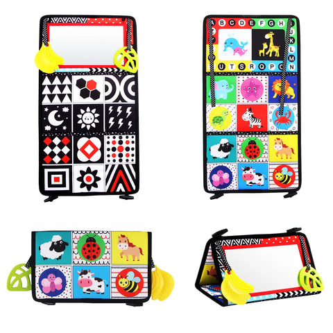 Baby Cloth Book with Distorting Mirror Soft Cartoon Parent-child Interactive Early Educational Montessori Toy for Children