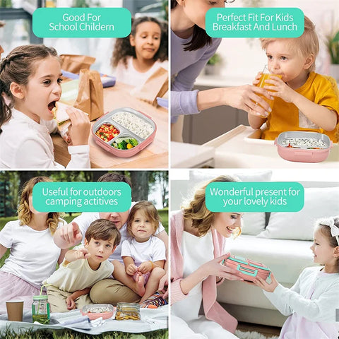 500ML Stainless Steel Bento Box Insulated Lunch Box For Kids Toddler Girls Metal Portion Sections Leakproof Lunch Container Box