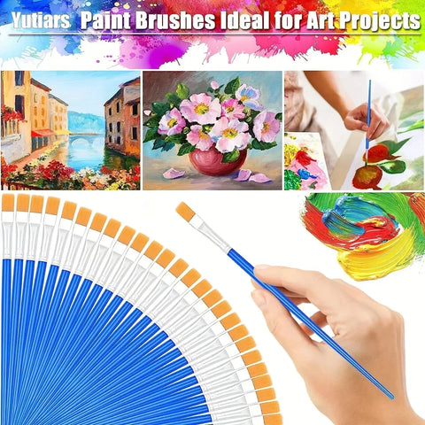 5-200pcs Paint Brushes Set for Kids Acrylic with Flat Round Pointed Paint Brushes Craft Watercolor Oil Painting Brushes