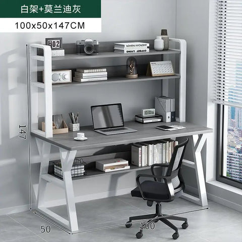 Computer Study Desk With Storage Bookshelf Office Workstation Organizer Desk for Home Students Professionals Length 100/120cm