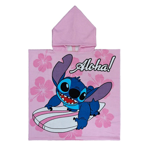 Baby Stitch Bath Towel Children Hooded Cape Cloak Boy Girl Cartoon Swimming Beach Towel Toddler Robes Lilo & Stitch Bathrobes
