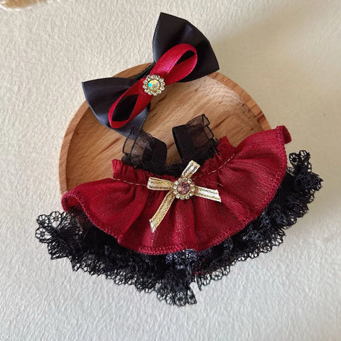 17cm Labubu Plush Pendant Korean Kpop Labubu Idol Clothing Accessories Princess Style Bow Dress Cartoon Cute Idol Outfitset Gift