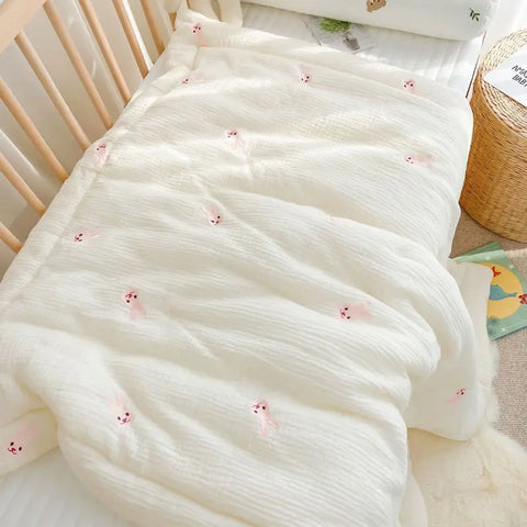 Baby Quilt Cartoon Bear Bunny Newborn Nap Quilts Soft Cotton Infant Blanket Spring Fall Winter Swaddle Wrapped Bedding 100*120CM