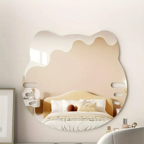 Kitty Cat Irregular Acrylic Shatterproof Mirrors, Non Glass Safety Mirror for Classroom, Bedroom, Bathroom, Cartoon Shape Mirror