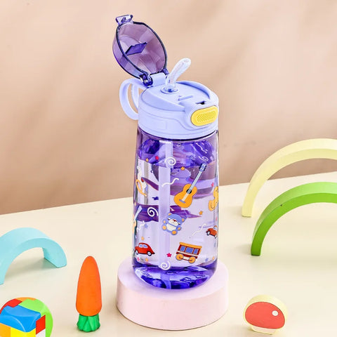 600ML Children's Water Bottle for Summer Student Drinking Bottle Plastic Sports Water Bottle Portable Anti-fall and Leak Proof