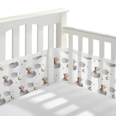 Baby Breathable mesh bed liner fits 4 panel crib sandwich breathable bed around baby fence