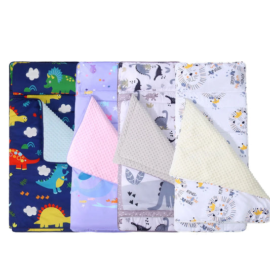 New Toddler Nap Mat With Removable Pillow And Plush Blanket For Ages 1-6 - Roll-Up Design Great For Preschoolers Daycare