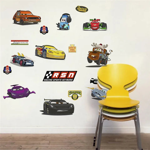 3D Cartoon Cars 2 Wall Stickers For Kid's Room Kindergarten Bedroom Living Room Wall Decoration  Lightning McQueen Stickers