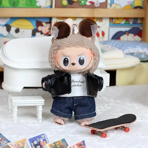 17cm Mini Plush Doll'S Clothes Outfit Accessories For Korea Kpop Exo Labubu Idol Flower shirt leather jacket skirt Clothing Gift