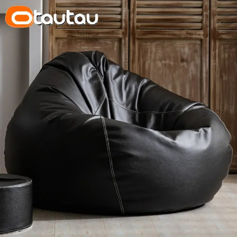 OTAUTAU Filled 70cm Faux Leather Bean Bag Sofas with Filler Comfy Beanbag Sofa Puff Floor Seat Chaise Lounge Pouf Chair DD004