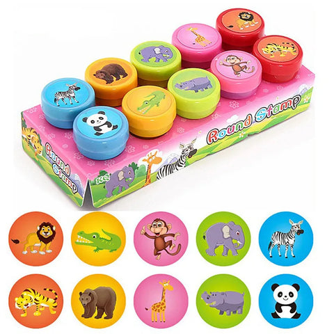 10pcs Assorted Stamps for Kids Self-ink Stamps Children Toy Stamps Smiley Face Seal Scrapbooking DIY Painting Photo Album Decor