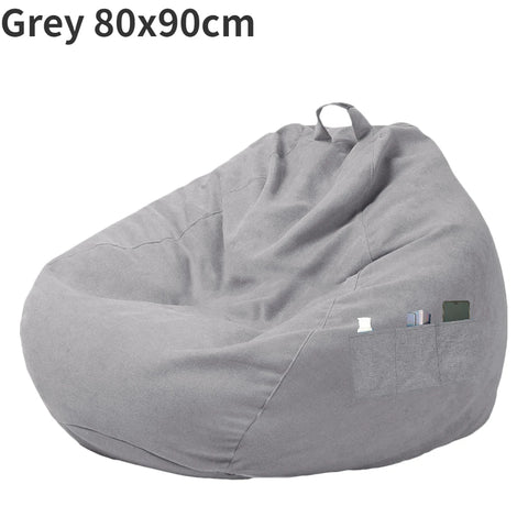 Lazy Sofa Cover With Three Side Pockets Chair Covers Without Filler Lazy Seat Bag Cover Pouf Couch Tatami Living Room Beanbags