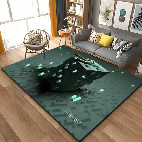 MINISO Game Minecraft Living Room Carpet Cartoon Game Bedroom Bedside Non Slip Floor Mat Home Balcony Mats Kid's Play Rug