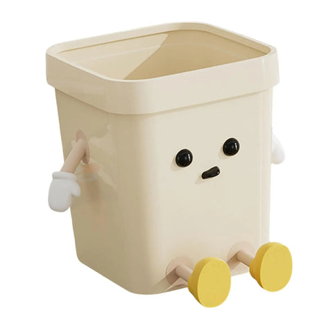 Creative Trash Can Lightweight Cartoon Sturdy Household Compost Bucket Cute Garbage Bin for Study Home Office Kitchen Bedroom