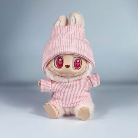 17cm Mini Plush Doll'S Clothes Outfit Accessories For Korea Kpop Labubu Idol Sitting Party V1 V2 Autumn onesie hat set Clothing