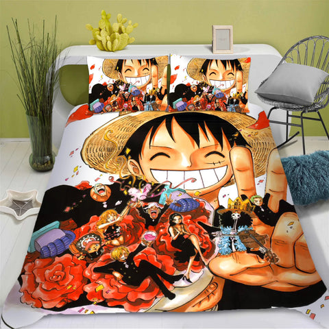 One Piece Anime Duvet Cover Set Comforte Printed Cartoon Twin Size Bedding Sets Christmas Gifts 3-piece Set Home Decor