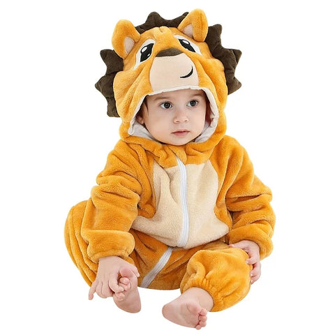 MICHLEY Carniva Baby Rompers Winter Clothes Flannel Hooded Bodysuits Pajamas Animals Overall Jumpsuit For Girls BoysK ids